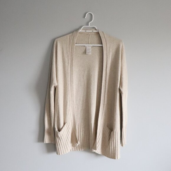 Talula Women's Cream Sz XXS Lenox Cashmere Oversized Open Front Ribbed Cardigan - Picture 1 of 11